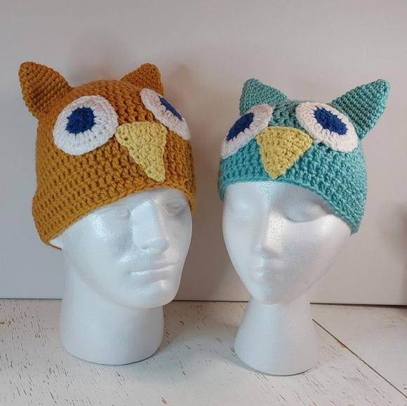 Owl Adult and Child Beanie Handmade Hats - Picture 1 of 16